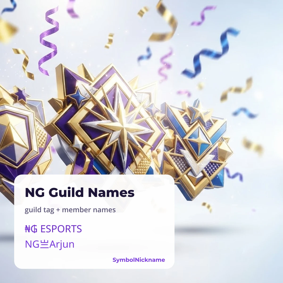NG Esports guild name styles and member tags to copy